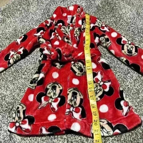 Disney Minnie Mouse Robe Sz 2T 3T 100% Polyester Warm Fleece Length - Picture 2 of 8